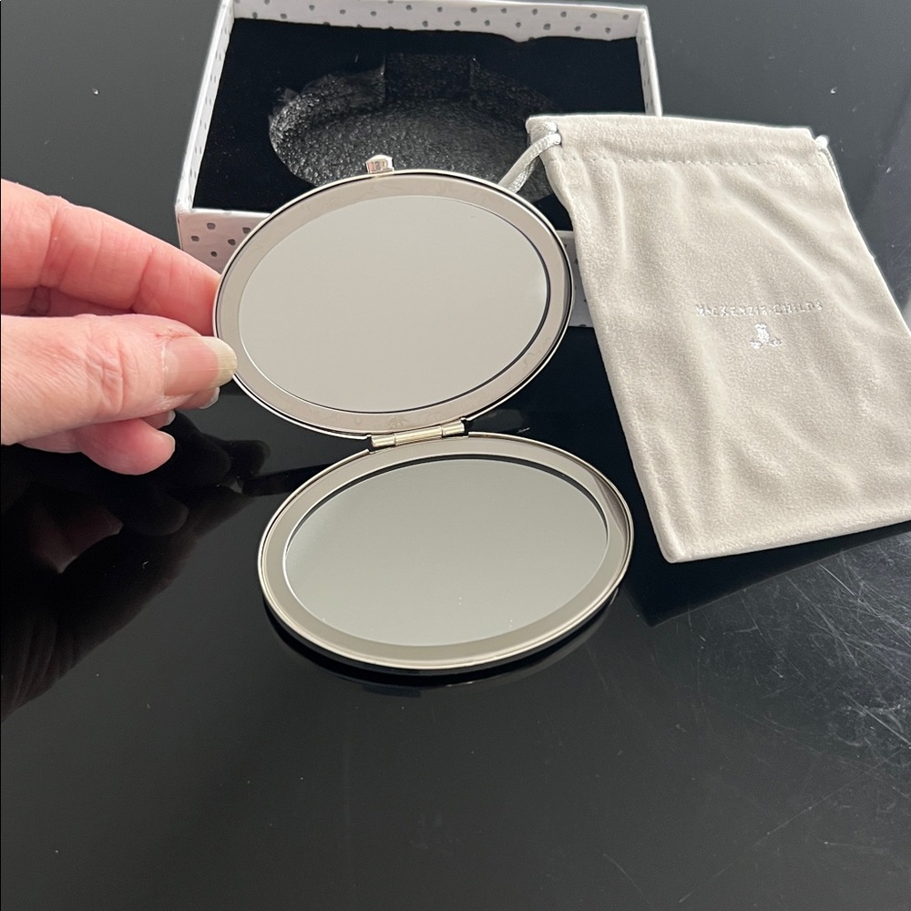 MacKenzie-Childs Compact Mirror Sterling Check Silver Plated - Picture 5 of 10